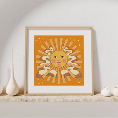 Sun Flow -  Square Art Print, Poster, Psychedelic 70s Wall Art / 297mm x 297mm (11.69" x 11.69") 6