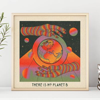There Is No Planet B -  Square Art Print, Poster, Psychedelic 70s Wall Art / 297mm x 297mm (11.69" x 11.69")