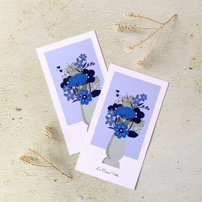 Blue flowers plant illustration postcard