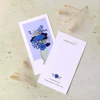 Carte postale illustration végétale fleurs bleues 2