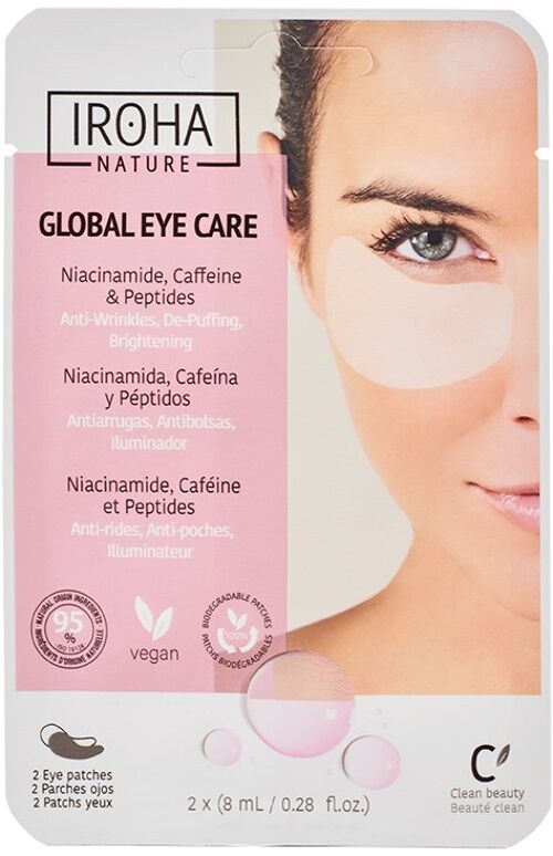 Parches de Ojos Tisú CUIDADO GLOBAL con Niacinamida, Cafeína y Péptidos