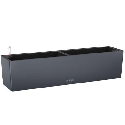 LECHUZA BALCONERA Color 80 Slate Poly Resin Window Box Self-watering Planter with Substrate H19 L80 W19 cm, 29 ltrs Cap.