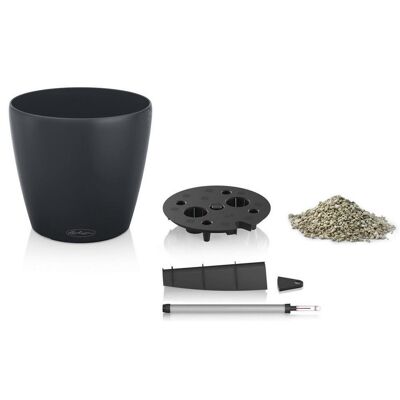 LECHUZA CLASSICO Color 18 Slate Poly Resin Table Self-watering Planter with Substrate D19 H17 cm, 2.5 ltrs Cap.