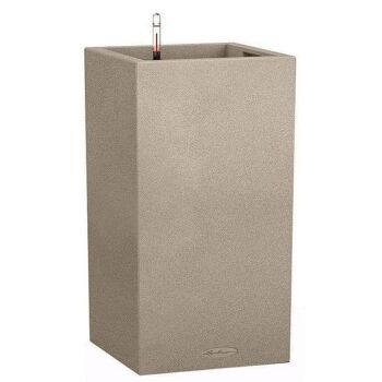 LECHUZA CANTO Stone 40 High Sandy Beige Poly Resin Floor Pot de fleurs auto-arrosant avec substrat H76 L40 W40 cm, 29 ltrs Cap. 3