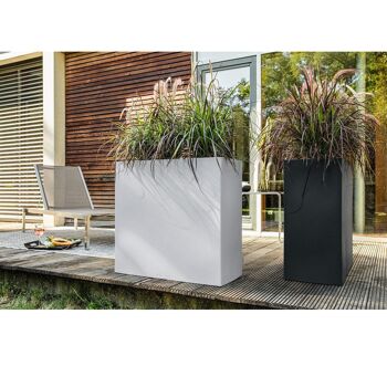 LECHUZA CANTO Stone 80 Wide Graphite Black Poly Resin Floor Auto-arrosage Planter with Substrate H80 L80 W40 cm, 49,5 ltrs Cap. 1