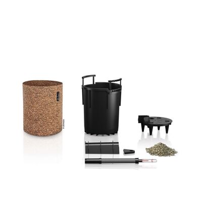 LECHUZA TRENDCOVER 23 Cork Dark Natural Poly Resin Floor Self-watering Planter with Substrate D23 H26.5 cm, 5.5 ltrs Cap.