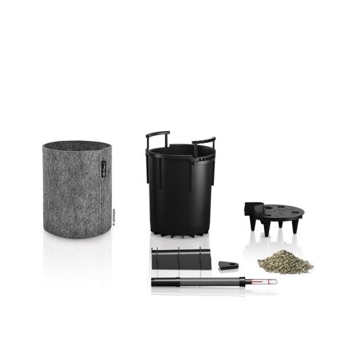 LECHUZA TRENDCOVER 23 Felt Dark Grey Poly Resin Floor Self-watering Planter with Substrate D23 H26.5 cm, 5.5 ltrs Cap.