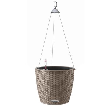 LECHUZA NIDO Cottage 28 Jardinière Auto-Arrosante Suspendue en Résine Poly Marron Sable avec Substrat D27 H23 cm, Bouchon 6 litres. 2