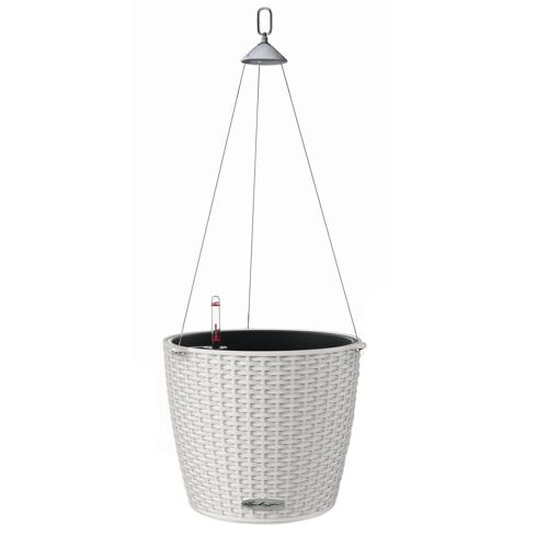 LECHUZA NIDO Cottage 28 Light Grey Hanging Poly Resin Self-watering Planter with Substrate D27 H23 cm, 6 ltrs Cap.