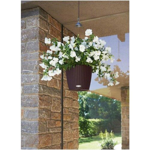 LECHUZA NIDO Cottage 28 Mocha Hanging Poly Resin Self-watering Planter with Substrate D27 H23 cm, 6 ltrs Cap.