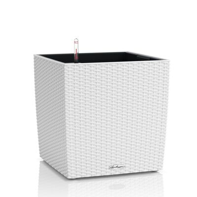 LECHUZA CUBE Cottage 30 White Poly Resin Floor Self-watering Planter with Substrate H30 L30 W30 cm, 27 ltrs Cap.