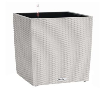 LECHUZA CUBE Cottage 40 Jardinière à arrosage automatique au sol en résine poly gris clair avec substrat H40 L40 W40 cm, 31 ltrs Cap. 10