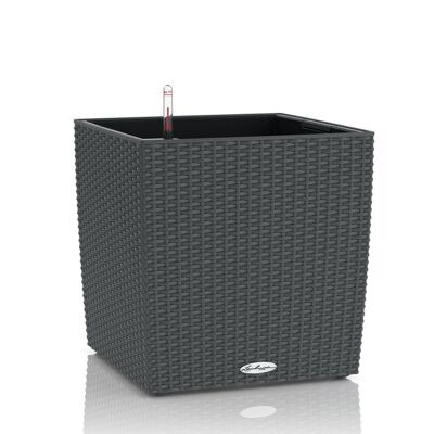 LECHUZA CUBE Cottage 50 Granite Poly Resin Floor Self-watering Planter with Substrate H50 L50 W50 cm, 125 ltrs Cap.