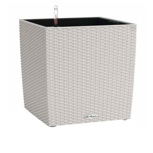 LECHUZA CUBE Cottage 50 Light Grey Poly Resin Floor Self-watering Planter with Substrate H50 L50 W50 cm, 61 ltrs Cap.