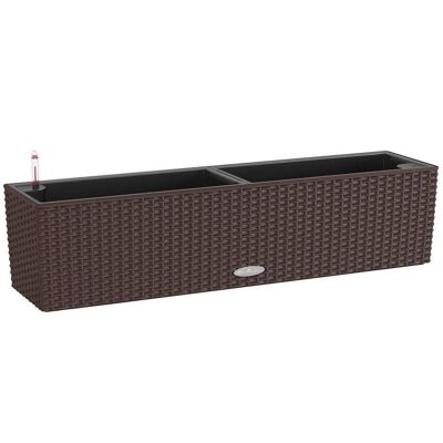 LECHUZA BALCONERA Cottage 80 Mocha Poly Resin Window Box Self-watering Planter with Substrate H19 L80 W19 cm, 29 ltrs Cap.