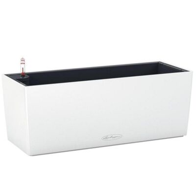LECHUZA BALCONERA Color 50 White Poly Resin Window Box Self-watering Planter with Substrate H19 L50 W19 cm, 18 ltrs Cap.