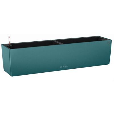 LECHUZA BALCONERA Color 80 Petrol Blue Poly Resin Window Box Self-watering Planter with Substrate H19 L80 W19 cm, 12 ltrs Cap.