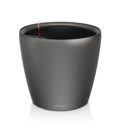 LECHUZA CLASSICO 35 LS Charcoal Metallic Poly Resin Floor Self-watering Planter with Substrate D35 H33 cm, 32 ltrs Cap.