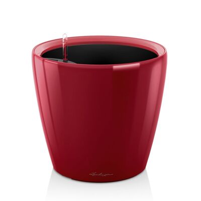 LECHUZA CLASSICO 35 LS Scarlet Red High-Gloss Poly Resin Floor Self-watering Planter with Substrate D35 H33 cm, 32 ltrs Cap.