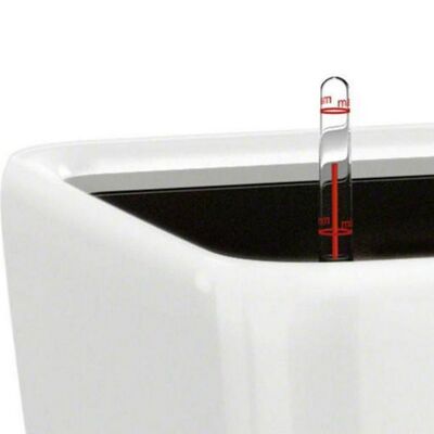 LECHUZA QUADRO LS 21 Black High-Gloss Poly Resin Table Self-watering Planter with Substrate H20 L21 W21 cm, 9 ltrs Cap.