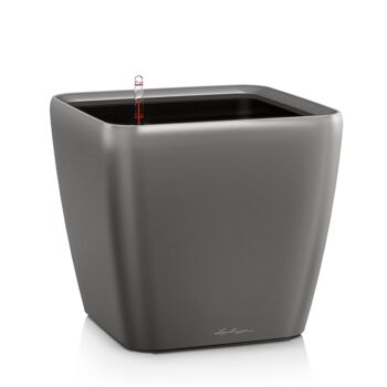 LECHUZA QUADRO LS 28 Charcoal Metallic Poly Resin Table Jardinière auto-arrosante avec substrat H26 L28 W28 cm, 20 ltrs Cap. 3