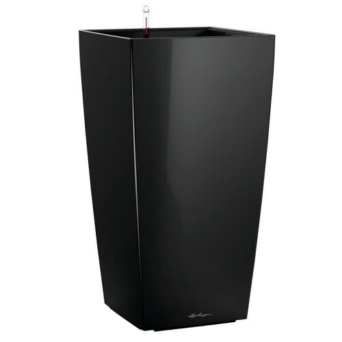 LECHUZA CUBICO 40 Black High-Gloss Poly Resin Floor Self-watering Planter with Substrate H75 L40 W40 cm, 120 ltrs Cap.