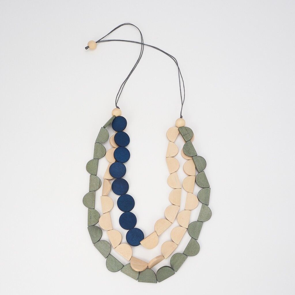 Collana in legno 24- Combinazione blu