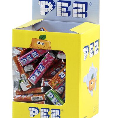 PEZ - Boîte de 100 Recharges de Bonbons PEZ Fruits - Bonbon Vegan, Sans Colorants Artificiels, Sans Gluten, Sans OGM et Sans Lactose - 5 Parfums - Format Idéal pour Anniversaires - 850g