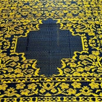 Tapis plastique africain réversible noir et jaune 120 x 195 cm 2