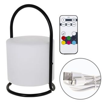 Lampe à Poser KENSI 7 couleurs, câble USB et chargeur IP44 1x0,5W LED 80lm H.28xP.17cm Blanc/Noir / IL-A18070109