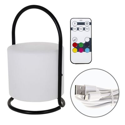 Table Lamp KENSI 7 colors, USB cable and charger IP44 1x0,5W LED 80lm H.28xD.17cm White/Black / IL-A18070109