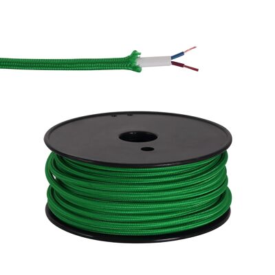 25m Roll Bottle Green Braided 2 Core 0.75mm Cable VDE Approved / VL09318