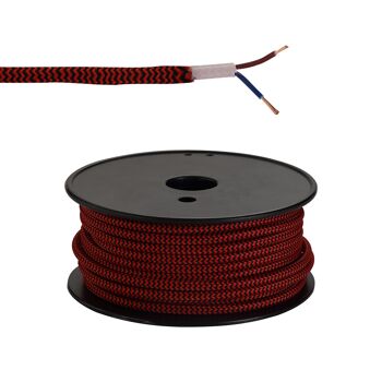 Rouleau de 25 m de câble tressé rouge et blanc à rayures ondulées de 0,75 mm à 2 conducteurs approuvé VDE / VL09322