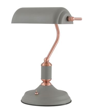 Lampe de table Morgana 1 lumière avec interrupteur à bascule, gris sable/cuivre / VL08236 1