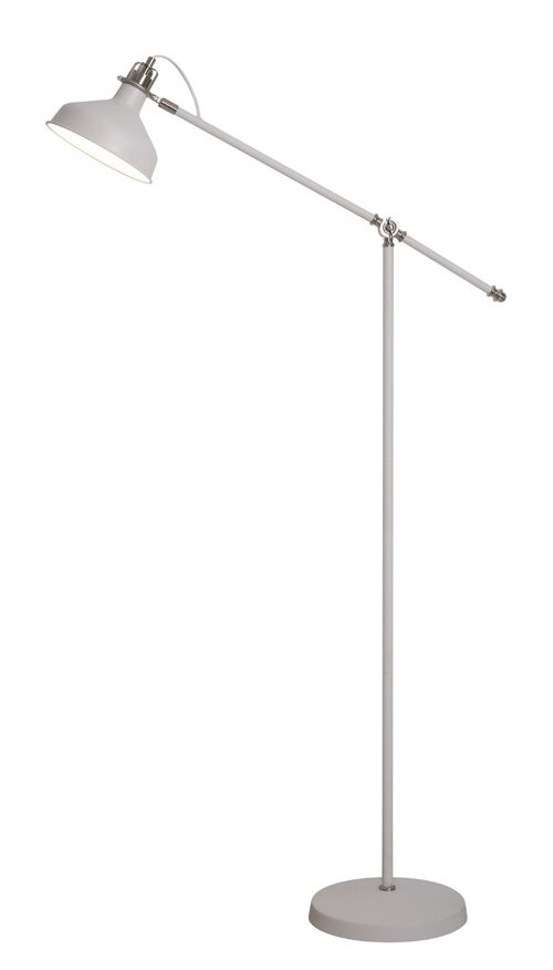 Morgana Adjustable Floor Lamp, 1 x E27, Sand White/Satin Nickel/White / VL08243