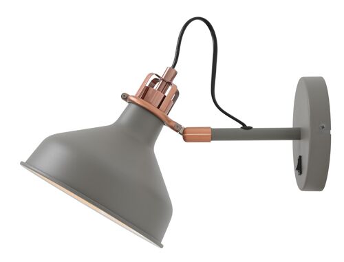 Morgana Adjustable Wall Lamp Switched, 1 x E27, Sand Grey/Copper/White / VL08245