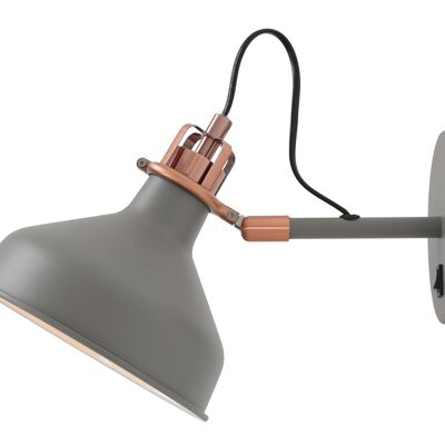 Morgana Adjustable Wall Lamp Switched, 1 x E27, Sand Grey/Copper/White / VL08245