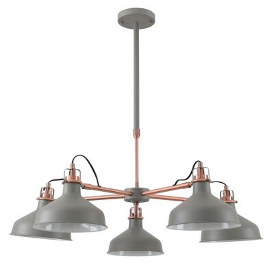 Morgana Telescopic 5 Light, 5 x E27, Sand Grey/Copper/White / VL08254