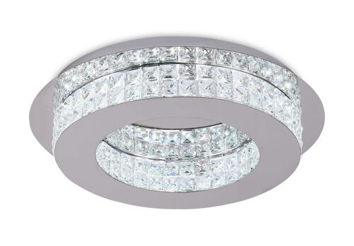 Vivienne Ceiling Light, 1 x 18W LED, 4000K, 418lm, Polished Chrome/Crystal, 3yrs Warranty / VL08280