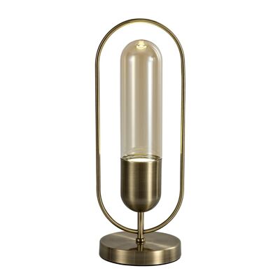 Nicole Table Lamp, 1 x 7W LED, 4000K, 790lm, Antique Brass/Amber / VL08299