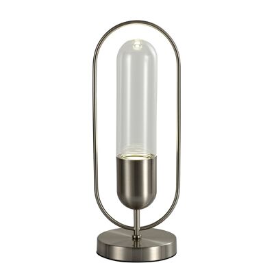 Lampe de table Nicole, 1 x 7W LED, 4000K, 790lm, Nickel satiné/Clair / VL08300