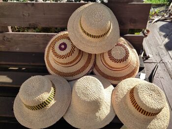 Summer straw hat - Bande jaune et rouge - 56 6