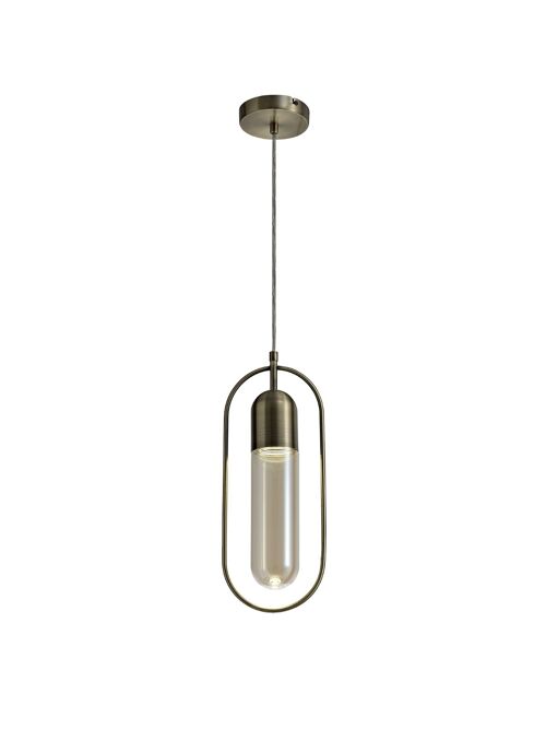 Nicole Pendant, 1 x 7W LED, 4000K, 790lm, Antique Brass/Amber / VL08302