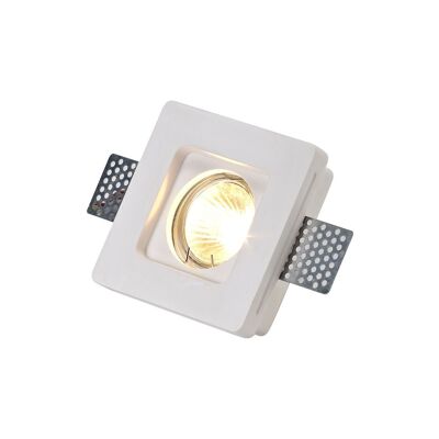 Alisha Square Stepped Recessed Spotlight,  1 x GU10, White Paintable Gypsum, Cut Out: L:103mmxW:103mm / VL08403