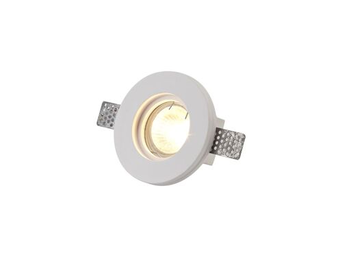Alisha Round Stepped Recessed Spotlight,  1 x GU10, White Paintable Gypsum, Cut Out: D:103mm / VL08404