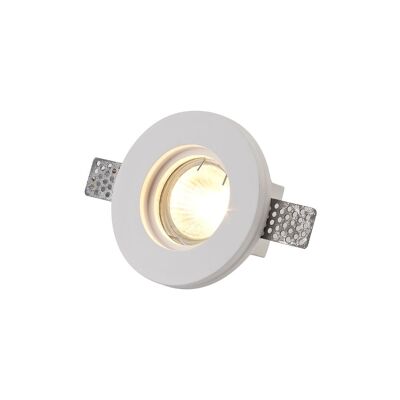 Alisha Round Stepped Recessed Spotlight,  1 x GU10, White Paintable Gypsum, Cut Out: D:103mm / VL08404