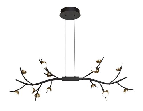 Aliyah 16 Light Linear Pendant, 16 x 3W LED, 3000K, 2640lm, Black/Antique Brass / VL08413