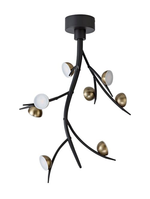 Aliyah 8 Light Ceiling Pendant, 8 x 3W LED, 3000K, 1320lm, Black/Antique Brass / VL08414