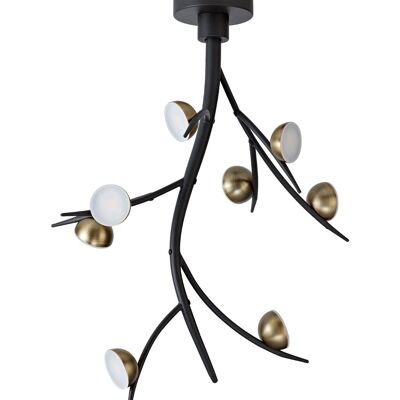 Lámpara colgante de techo Aliyah de 8 luces, 8 LED de 3 W, 3000 K, 1320 lm, negro/latón antiguo / VL08414
