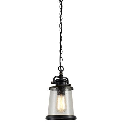 Suspension Charlotte, 1 x E27, noir/doré avec verre transparent grainé, IP54 / VL08431